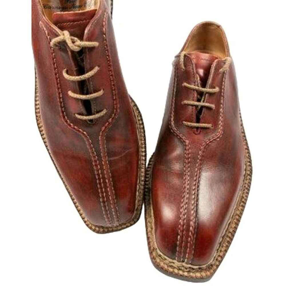 Bettanin & Venturi Italy Mens 7 Brown Norvegese Double Split Oxfords Dress Shoes - Picture 7 of 10